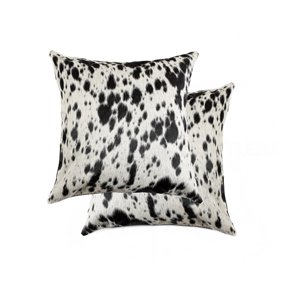 Natural Home Decor Torino Kobe Salt & Pepper Cowhide Pillow | 2-Piece | 18"x18"